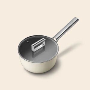 Smeg Cream Saucepan Non-Stick, Aluminium, Patented Base, 20cm stainless steel